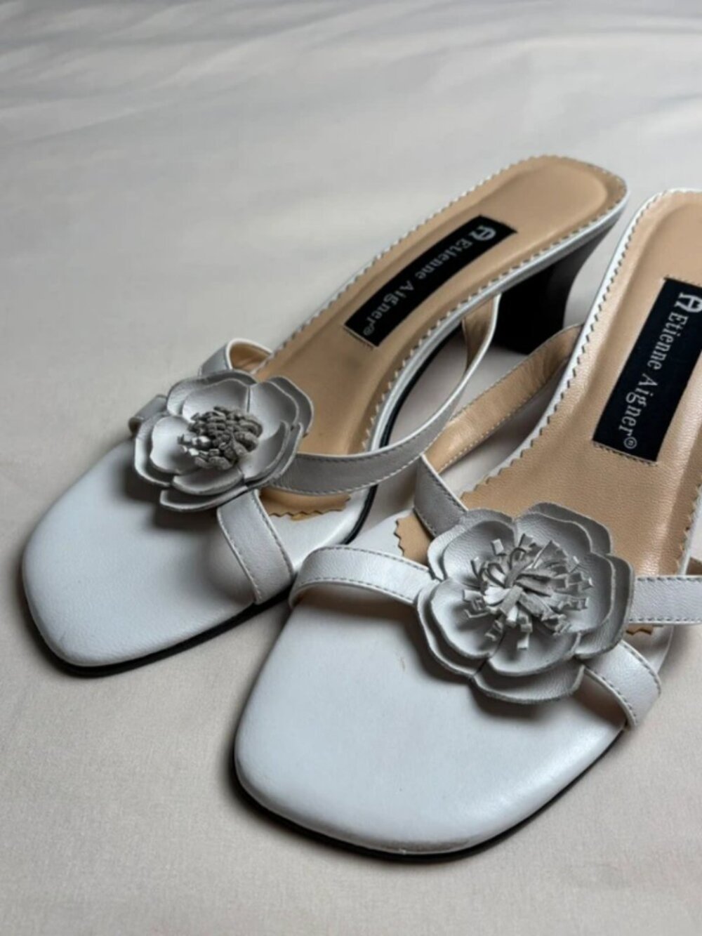 Vintage Etienne Aigner Flower Mule Heels